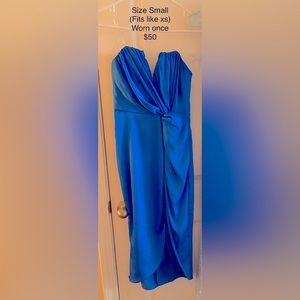 DO+BE Royal Blue Strapless Midi Cocktail Dress